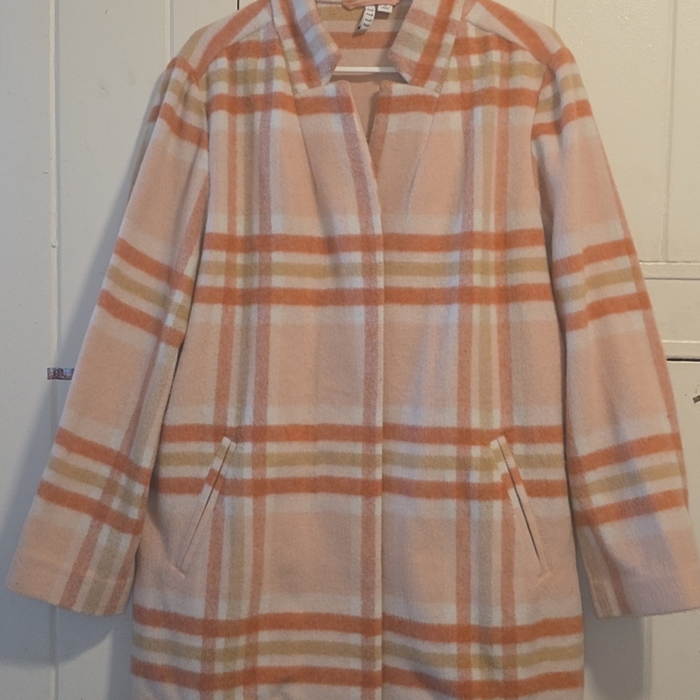 Elle Women's Pastel Plaid Pea Coat
